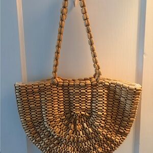 Summer  Beaded Tan Tote Bag